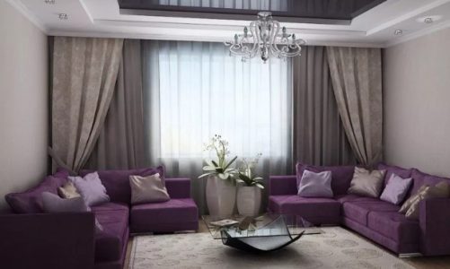 Дизайн гостиной в сиреневом цвете фото