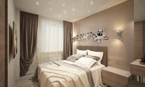 Дизайн спальни в бежево шоколадном