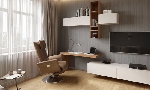 Дизайн гостиной с кабинетом в квартире